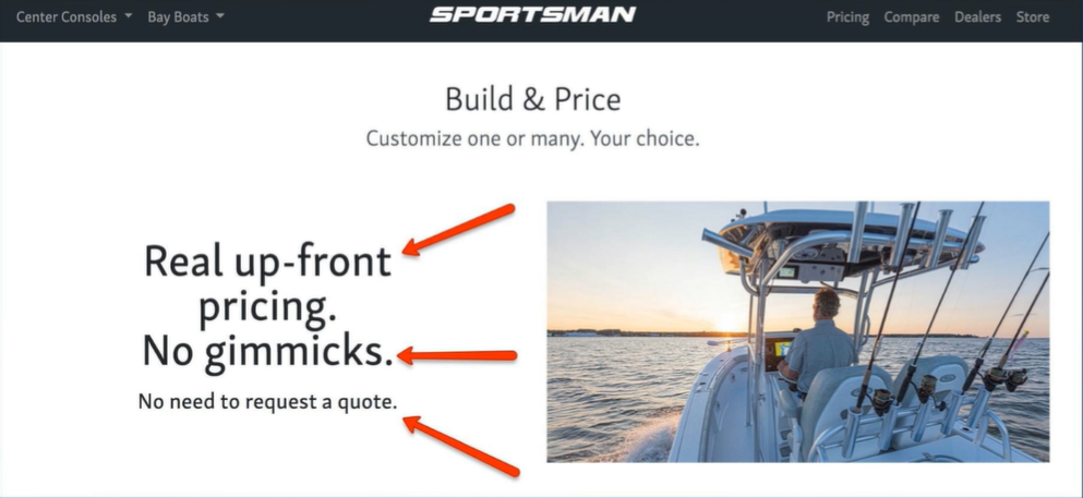 Websit which allows you to easily calculate the price of a boat