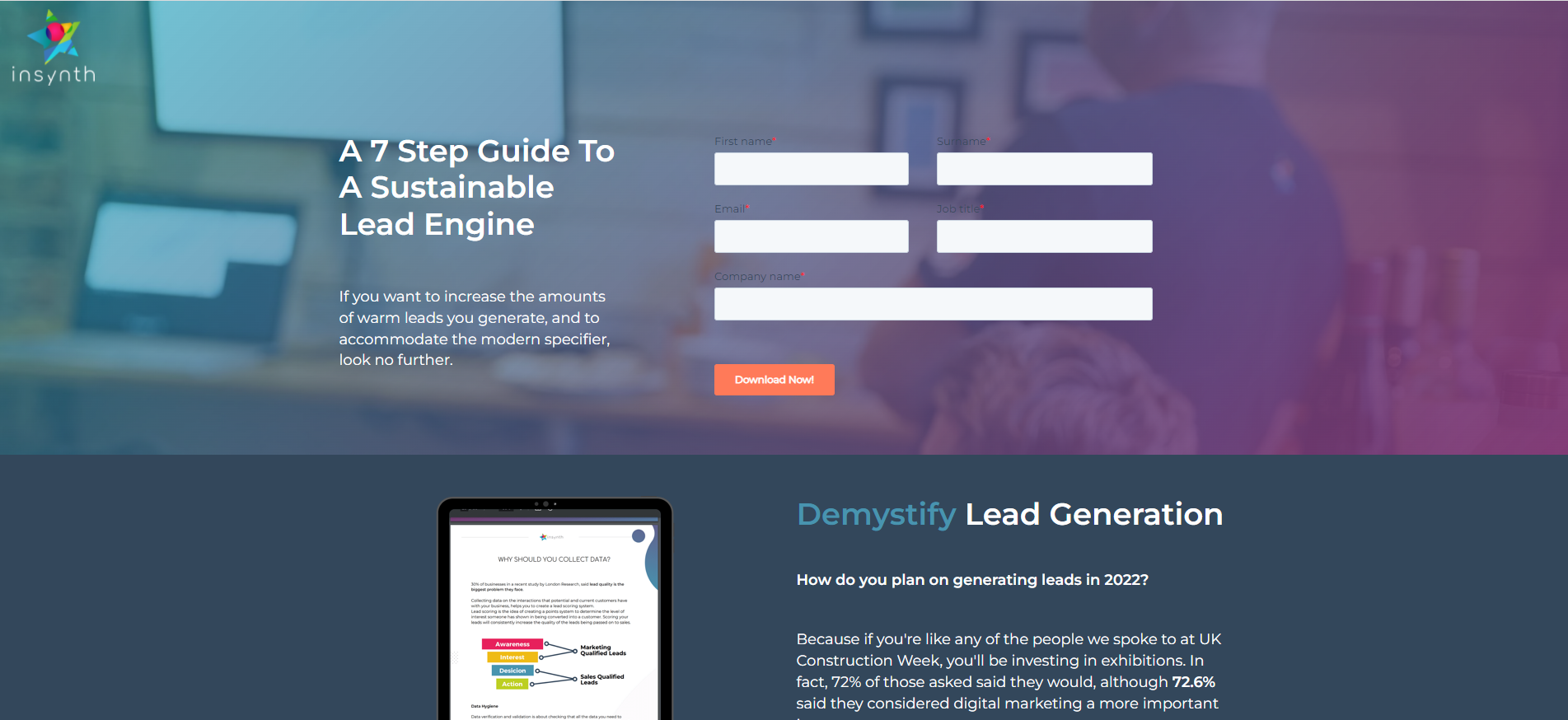 seven steps to lead generation landing page